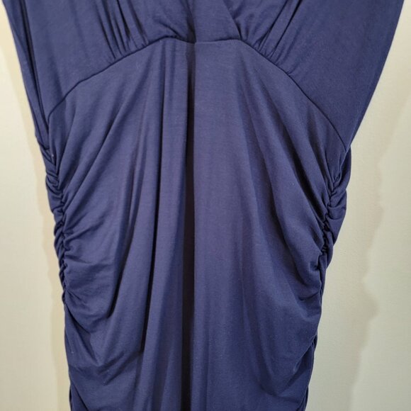 Venus Dress Sexy Navy Blue V Neck Sleeveless Stretch‎ Ruched Sides Size L - Picture 4 of 8